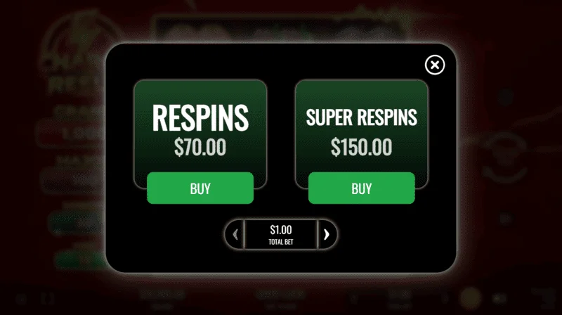 Charge the Reels - Buy Bonus purchase screen